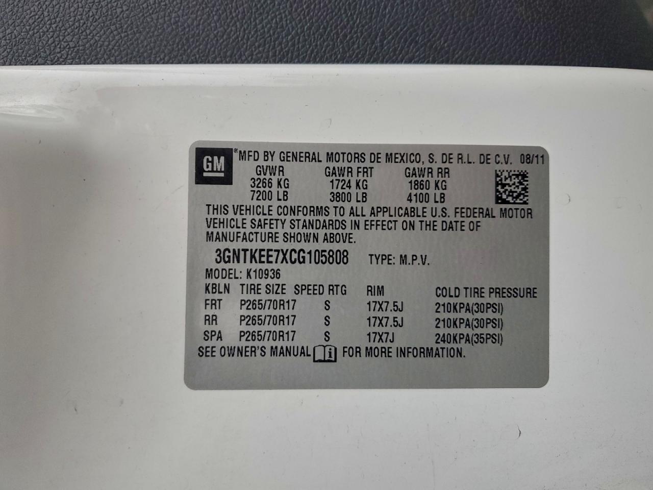 2012 Chevrolet Avalanche Ls VIN: 3GNTKEE7XCG105808 Lot: 93065325