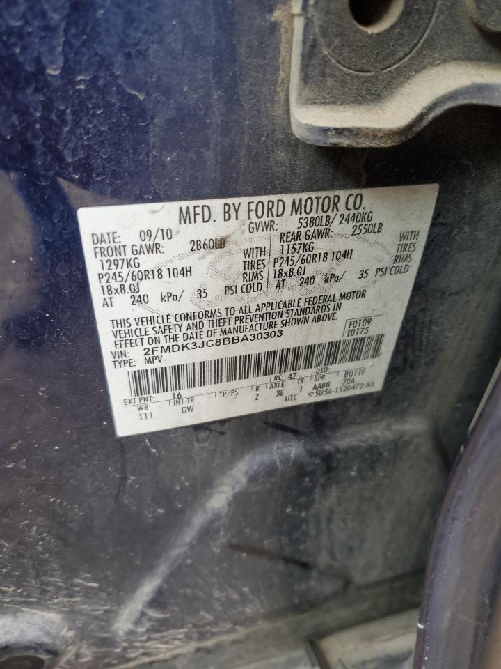 2011 Ford Edge Sel VIN: 2FMDK3JC8BBA30303 Lot: 92440965