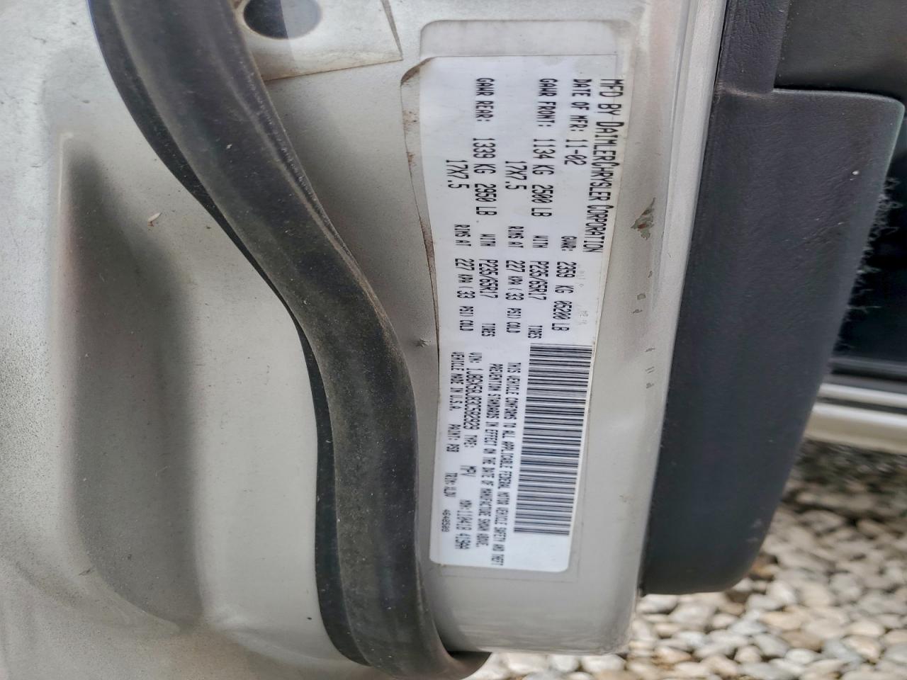 2003 Jeep Grand Cherokee Limited VIN: 1J8GX58J83C582929 Lot: 93393985