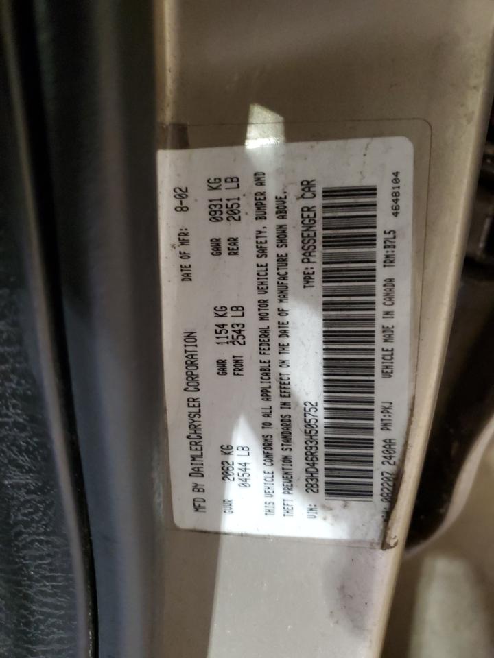 2003 Dodge Intrepid Se VIN: 2B3HD46R93H505752 Lot: 90635465