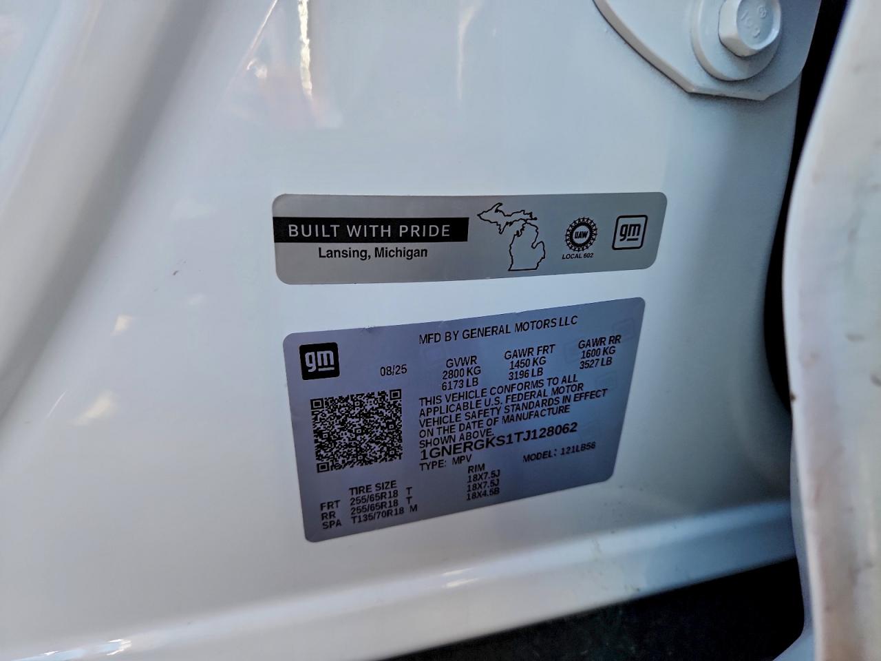 2026 Chevrolet Traverse Lt VIN: 1GNERGKS1TJ128062 Lot: 93412685