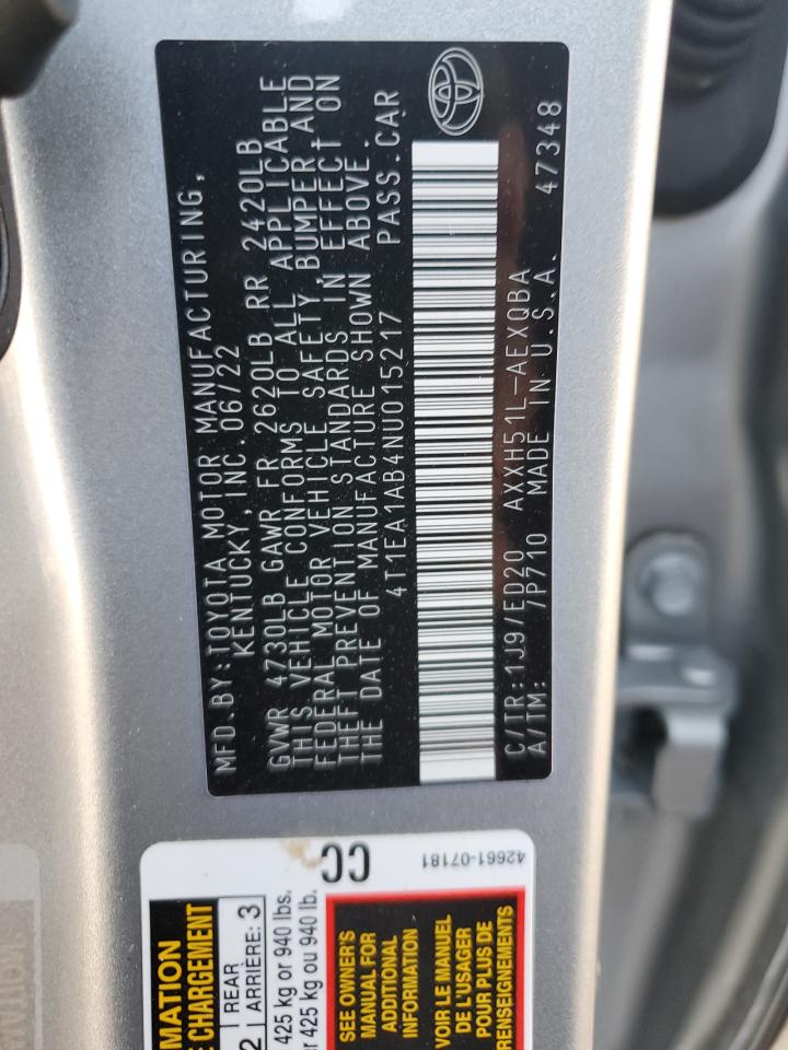 2022 Toyota Avalon Night Shade VIN: 4T1EA1AB4NU015217 Lot: 91452595