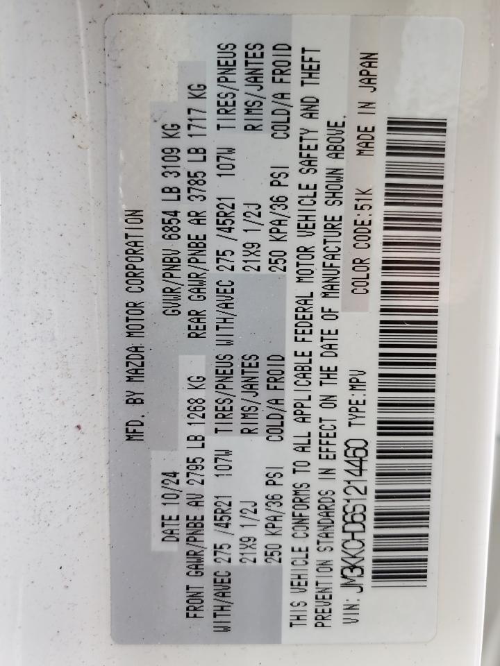 2025 Mazda Cx-90 Premium Sport VIN: JM3KKCHD6S1214460 Lot: 92693205