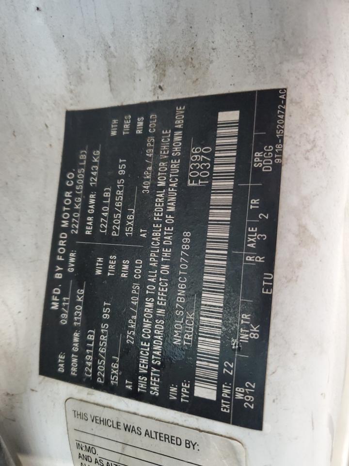 2012 Ford Transit Connect Utility / Service Van VIN: NM0LS7BN6CT077898 Lot: 93648545