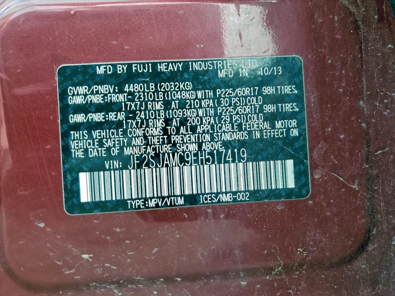 2014 Subaru Forester 2.5I Touring VIN: JF2SJAMC9EH51419 Lot: 94765135