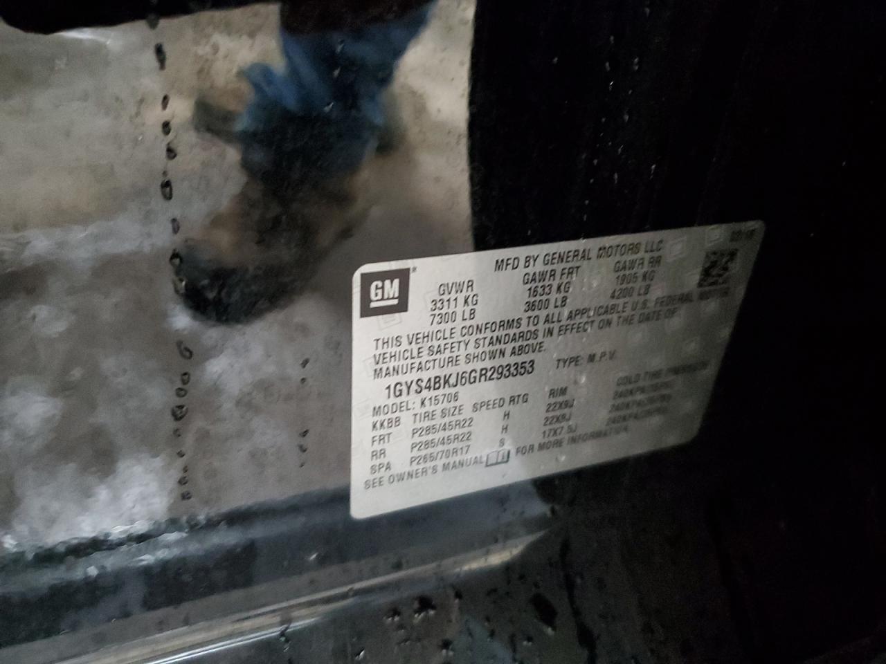 2016 Cadillac Escalade Luxury VIN: 1GYS4BKJ6GR293353 Lot: 92486115