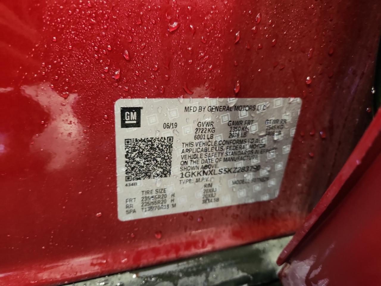 2019 GMC Acadia Denali VIN: 1GKKNXLS5KZ283790 Lot: 91419915