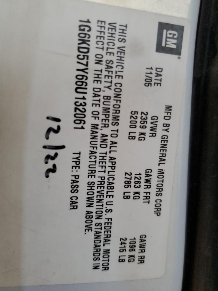 2006 Cadillac Dts VIN: 1G6KD57Y66U132061 Lot: 92443735