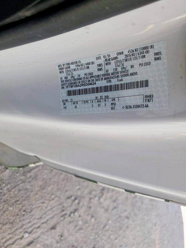 2024 Ford F250 Flatbed Truck VIN: 1FTBF2BA2RED09624 Lot: 92422075