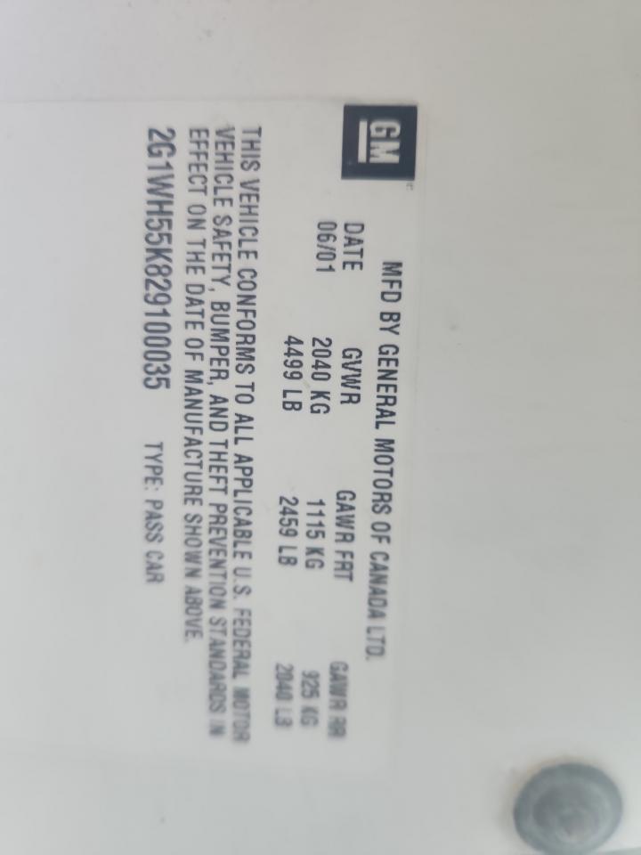 2002 Chevrolet Impala Ls VIN: 2G1WH55K829100035 Lot: 92649375