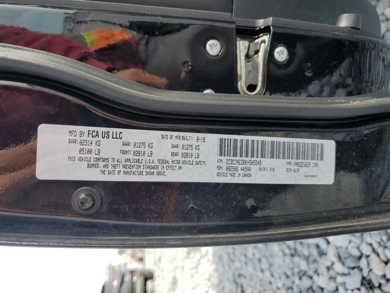 2019 Chrysler 300 Limited VIN: 2C3CCAEG5KH505549 Lot: 92415075