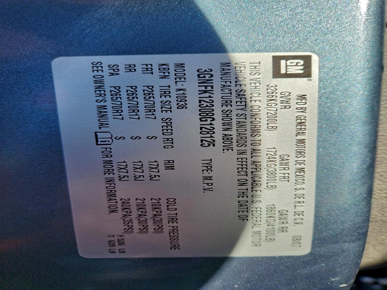 2008 Chevrolet Avalanche K1500 VIN: 3GNFK12308G128125 Lot: 93652875