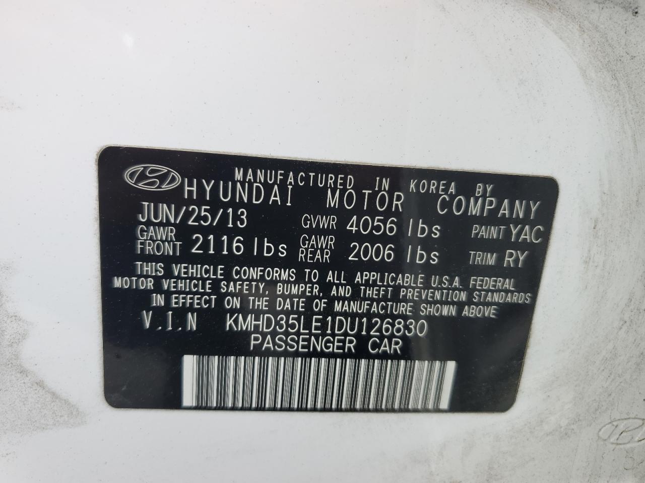 2013 Hyundai Elantra Gt VIN: KMHD35LE1DU126830 Lot: 92256405