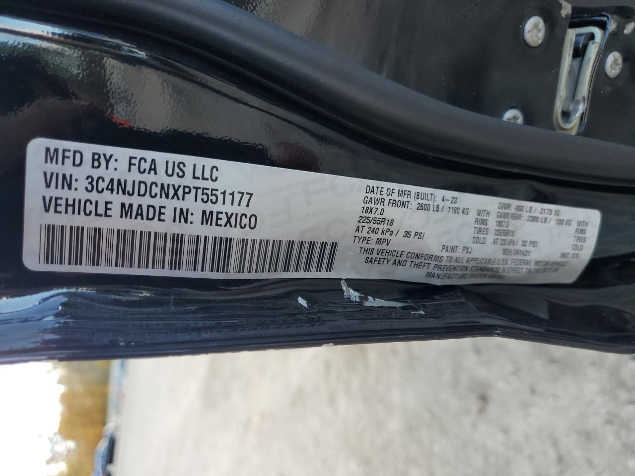 2023 Jeep Compass Limited VIN: 3C4NJDCNXPT551177 Lot: 87236515