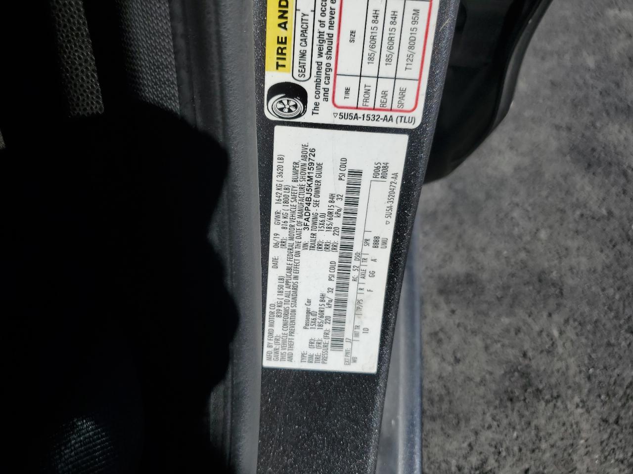 2019 Ford Fiesta Se VIN: 3FADP4BJ5KM159726 Lot: 91740535