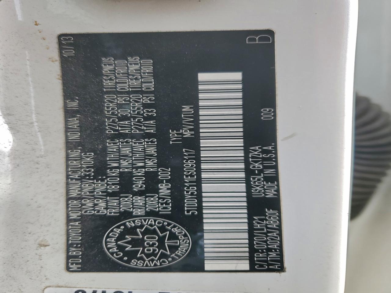 2014 Toyota Sequoia Platinum VIN: 5TDDY5G11ES096117 Lot: 93850755