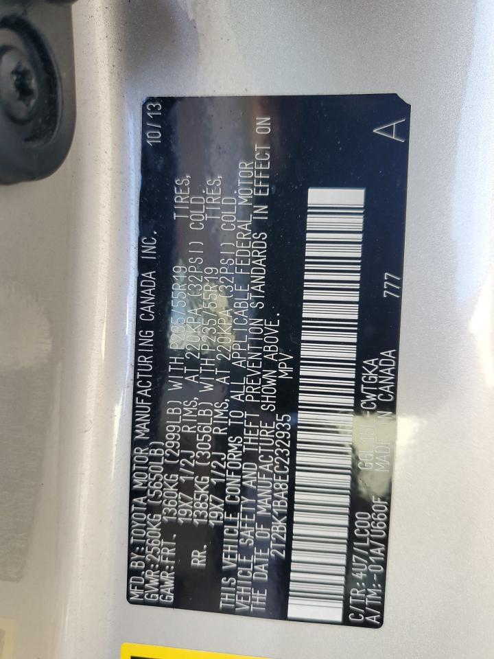 2014 Lexus Rx 350 Base VIN: 2T2BK1BA8EC232935 Lot: 91083945