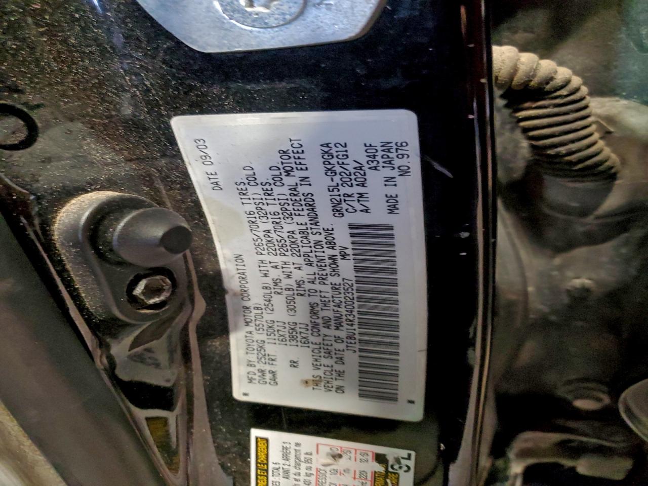 2004 Toyota 4Runner Sr5 VIN: JTEBU14R340023527 Lot: 94474815