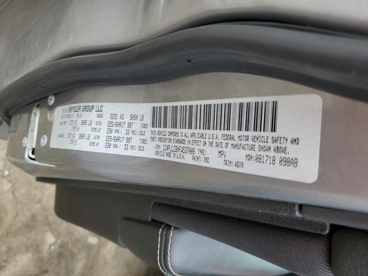 2015 Jeep Cherokee Latitude VIN: 1C4PJLCBXFW537006 Lot: 91708275