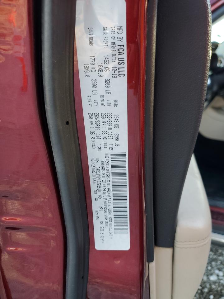 2020 Dodge Durango Sxt VIN: 1C4RDJAG4LC229510 Lot: 92392405