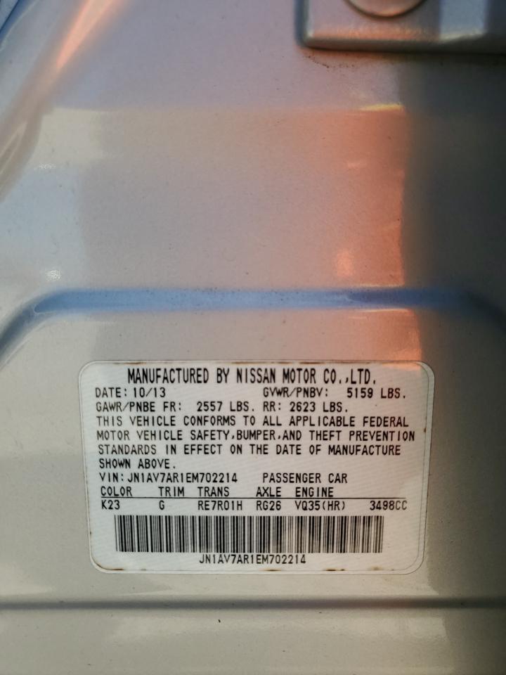 2014 Infiniti Q50 Hybrid Premium VIN: JN1AV7AR1EM702214 Lot: 92750585