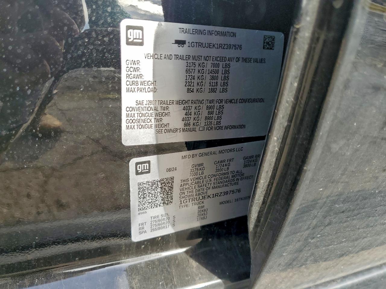 2024 GMC Sierra K1500 Elevation-L VIN: 1GTRUJEK1RZ397576 Lot: 94323645