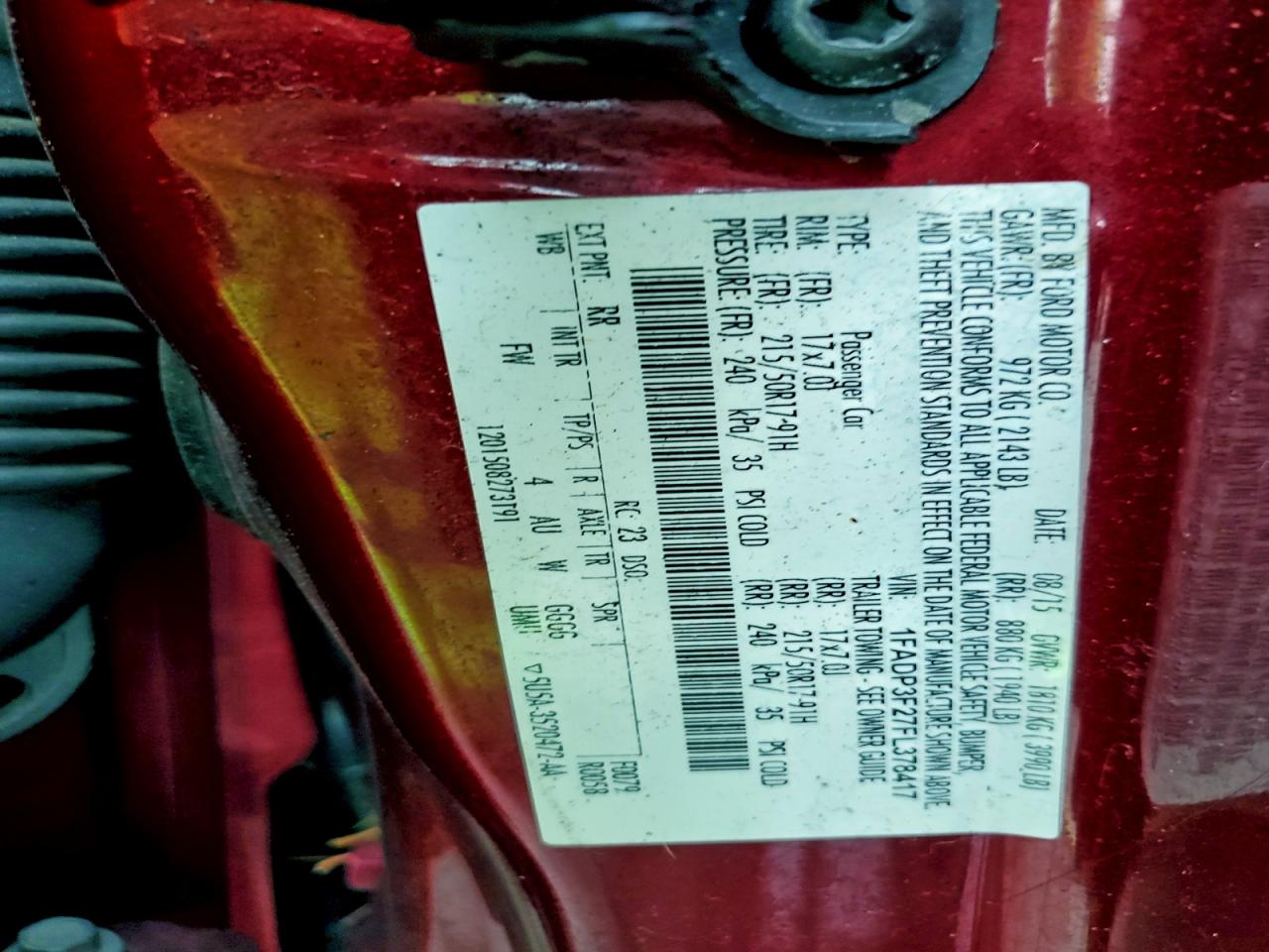 2015 Ford Focus Se VIN: 1FADP3F27FL378417 Lot: 94469545