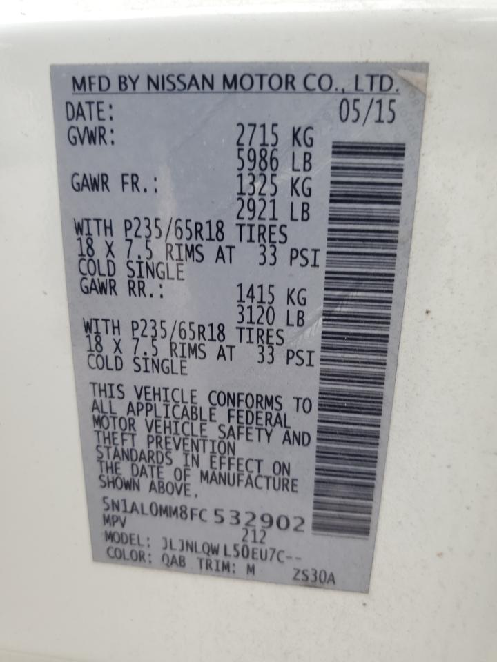 2015 Infiniti Qx60 VIN: 5N1AL0MM8FC532902 Lot: 93350305