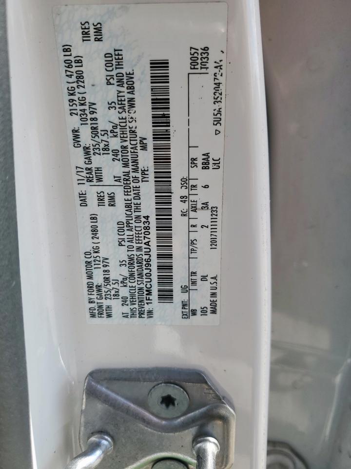 2018 Ford Escape Titanium VIN: 1FMCU0J96JUA70834 Lot: 92725455