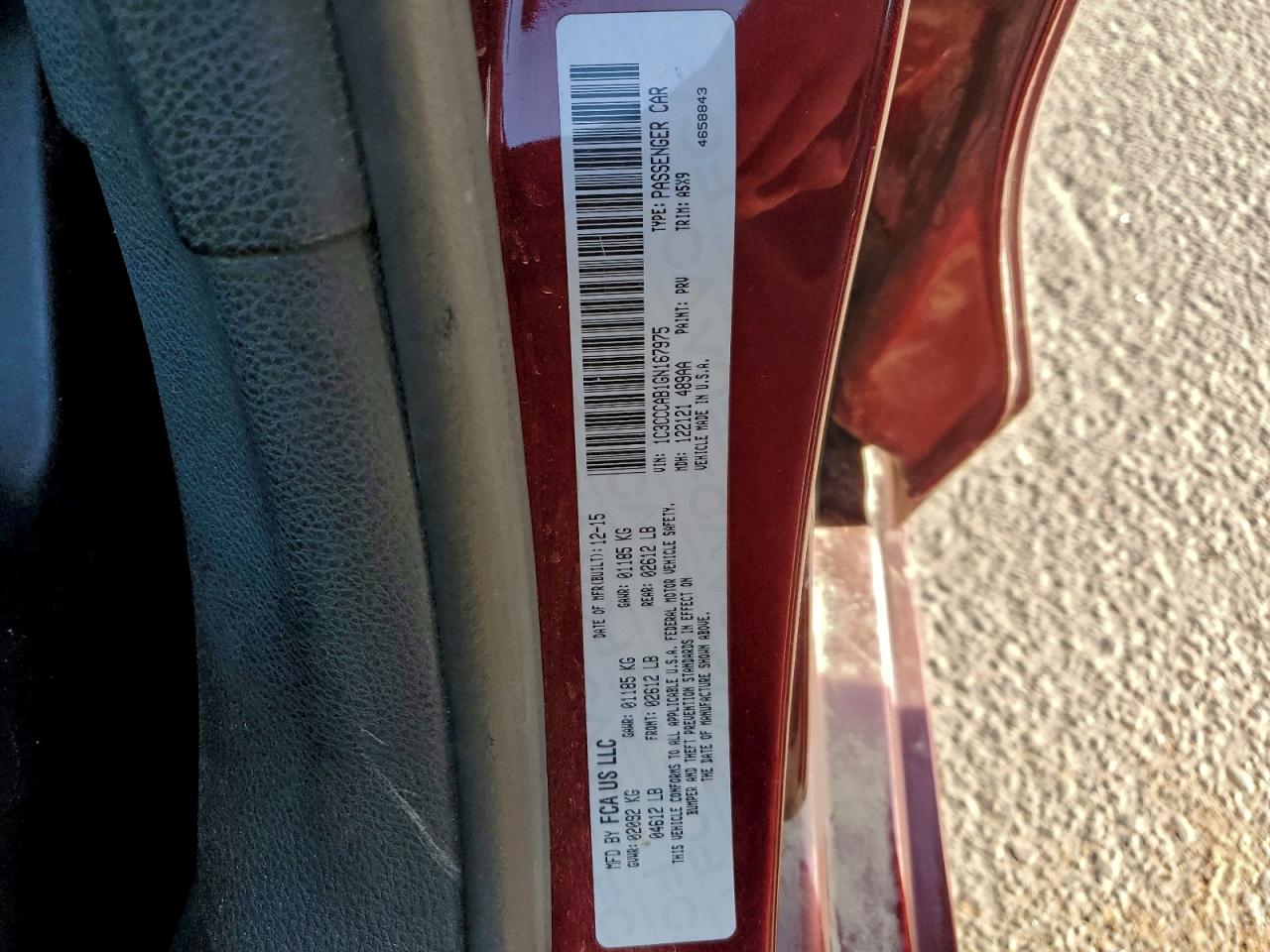 2016 Chrysler 200 Limited VIN: 1C3CCCAB1GN167975 Lot: 93937125