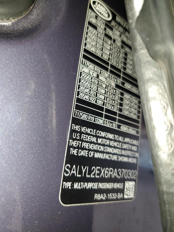 2024 Land Rover Range Rover Velar Dynamic Se VIN: SALYL2EX6RA370302 Lot: 91310645