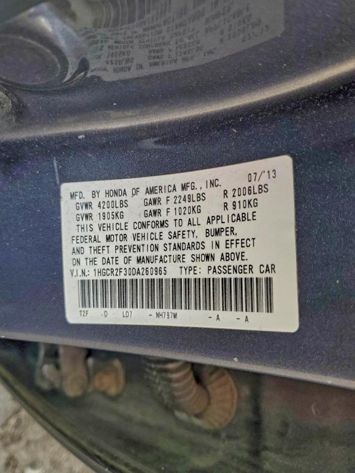 2013 Honda Accord Lx VIN: 1HGCR2F30DA260965 Lot: 93778505