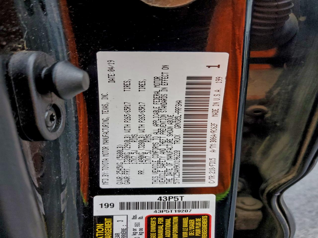 2019 Toyota Tacoma Double Cab VIN: 5TFCZ5AN9KX196220 Lot: 93335785