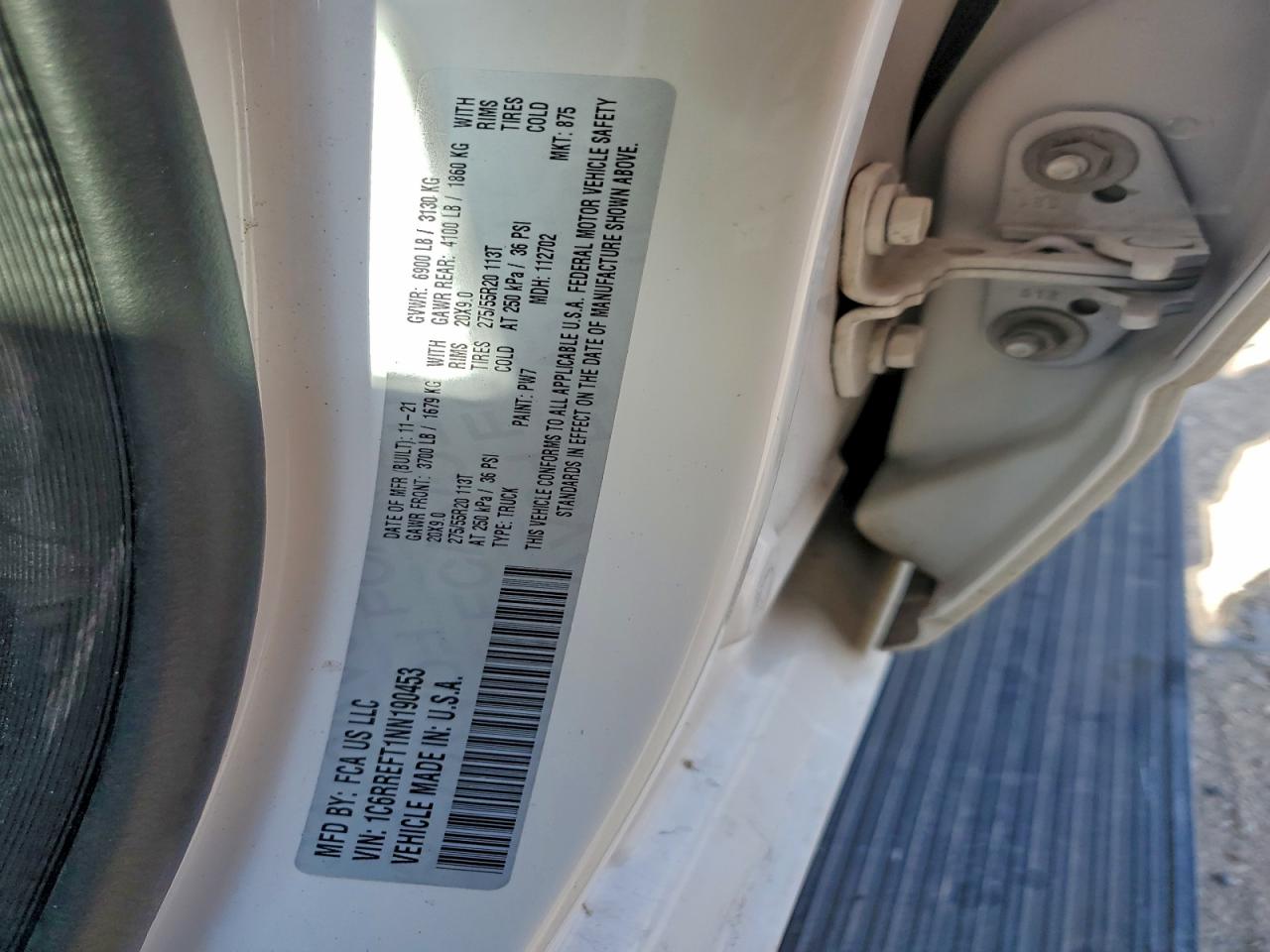 2022 Ram 1500 Big Horn/Lone Star VIN: 1C6RREFT1NN190453 Lot: 93032895