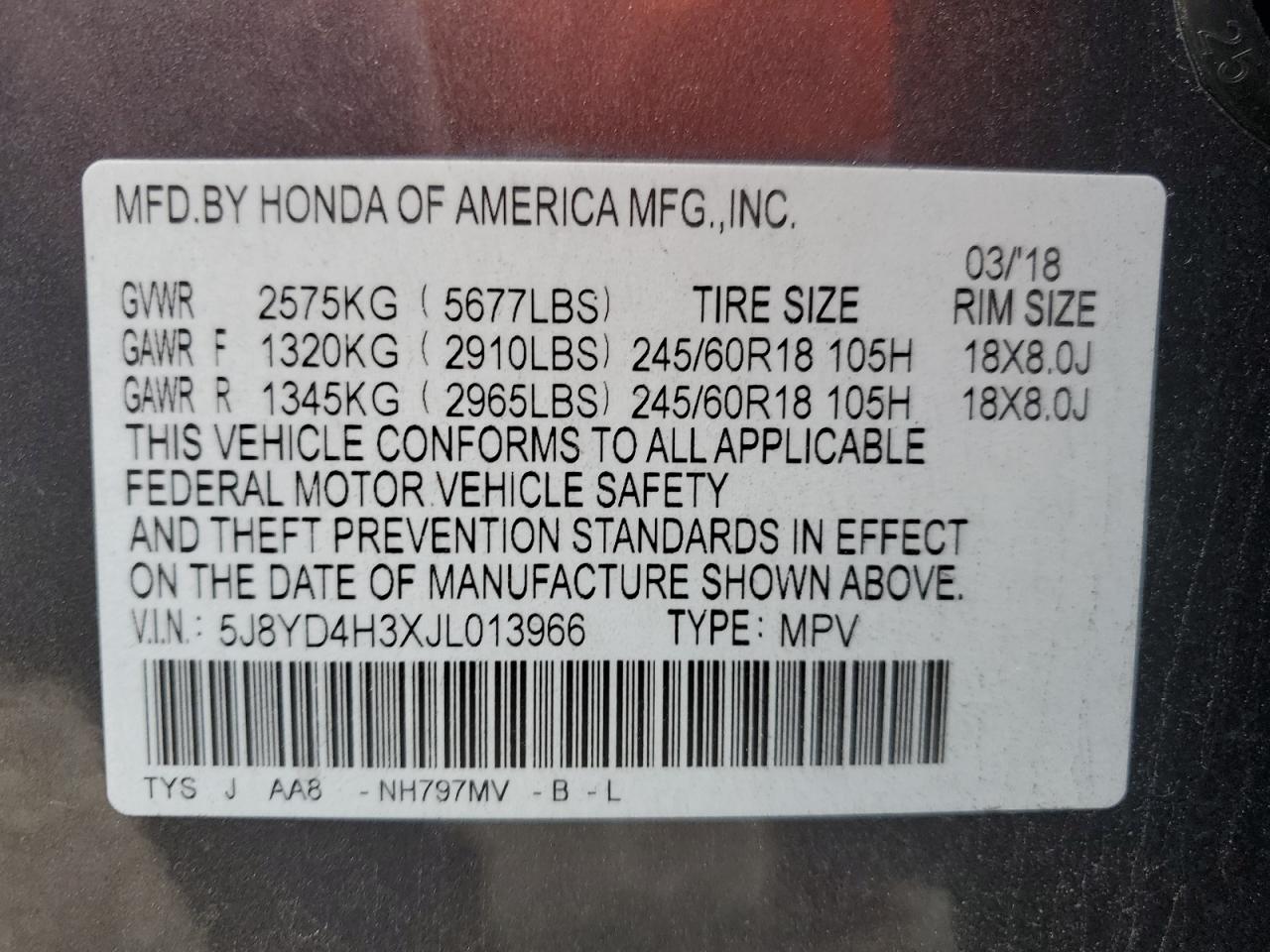 2018 Acura Mdx VIN: 5J8YD4H3XJL013966 Lot: 92660365