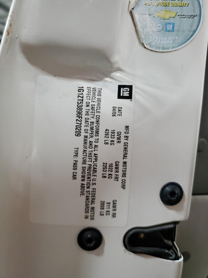 2006 Chevrolet Malibu Lt VIN: 1G1ZT53896F270209 Lot: 90054785