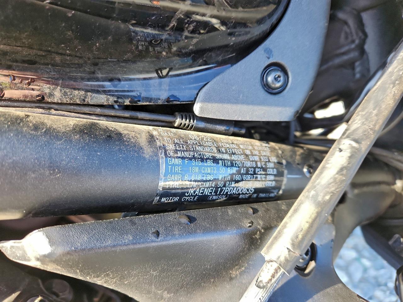 2023 Kawasaki En650 L VIN: JKAENEL17PDA00635 Lot: 94306965