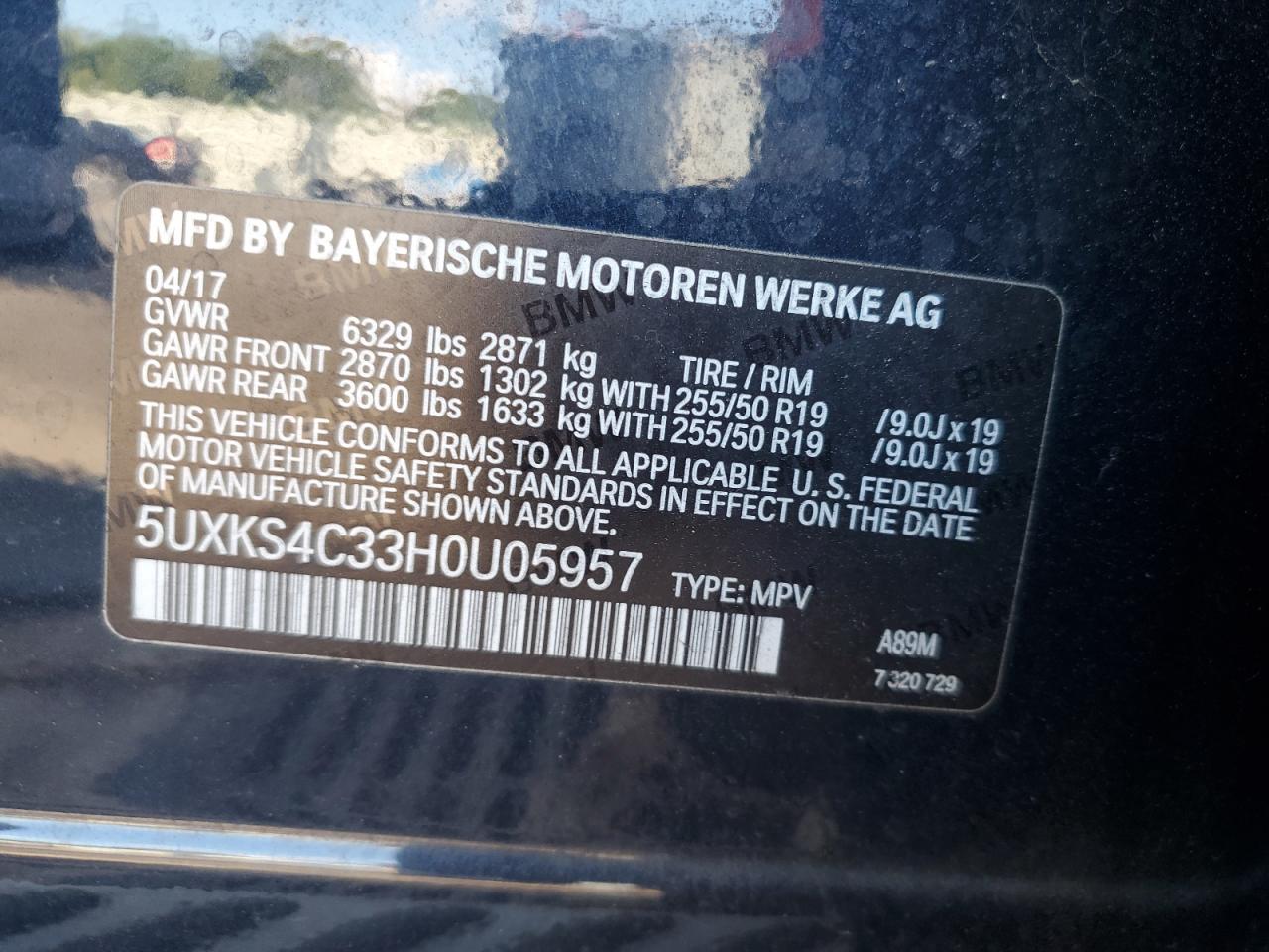 2017 BMW X5 xDrive35D VIN: 5UXKS4C33H0U05957 Lot: 93206195