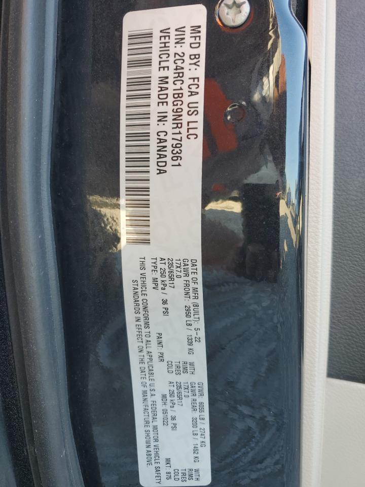 2022 Chrysler Pacifica Touring L VIN: 2C4RC1BG9NR179361 Lot: 92349545