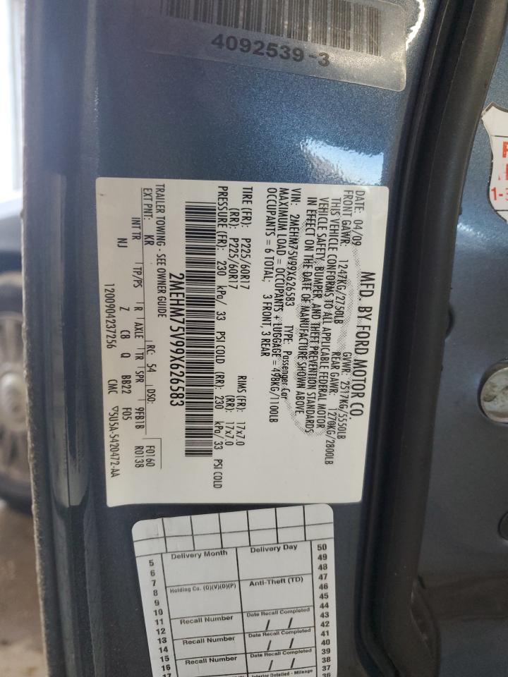 2009 Mercury Grand Marquis Ls VIN: 2MEHM75V99X626583 Lot: 92651305