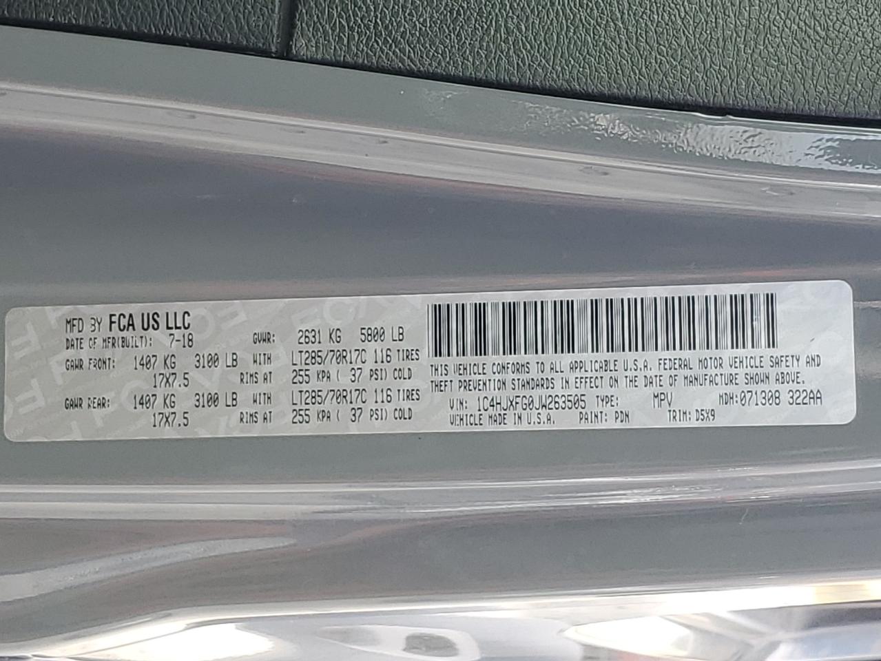 2018 Jeep Wrangler Unlimited Rubicon VIN: 1C4HJXFG0JW263505 Lot: 92440405