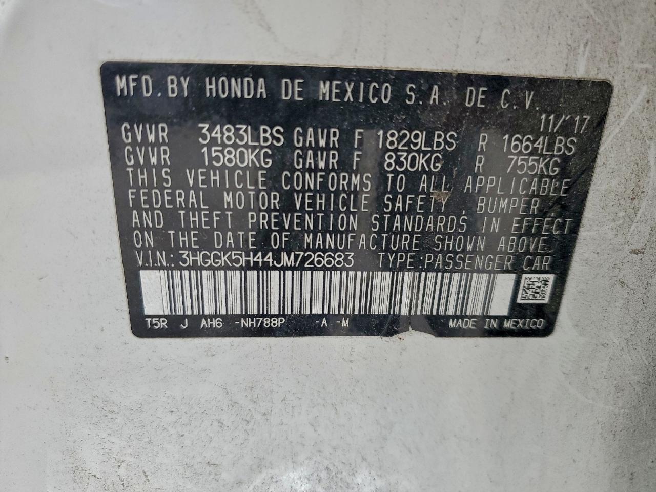 2018 Honda Fit Lx VIN: 3HGGK5H44JM726683 Lot: 93971705