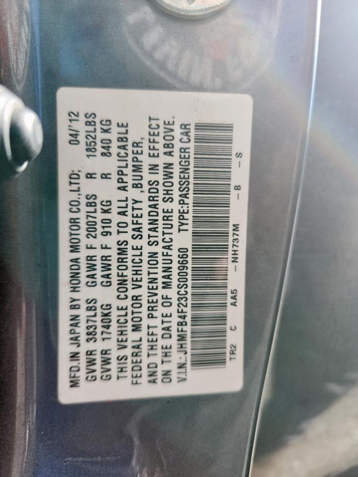 2012 Honda Civic Hybrid VIN: JHMFB4F23CS009660 Lot: 91451255