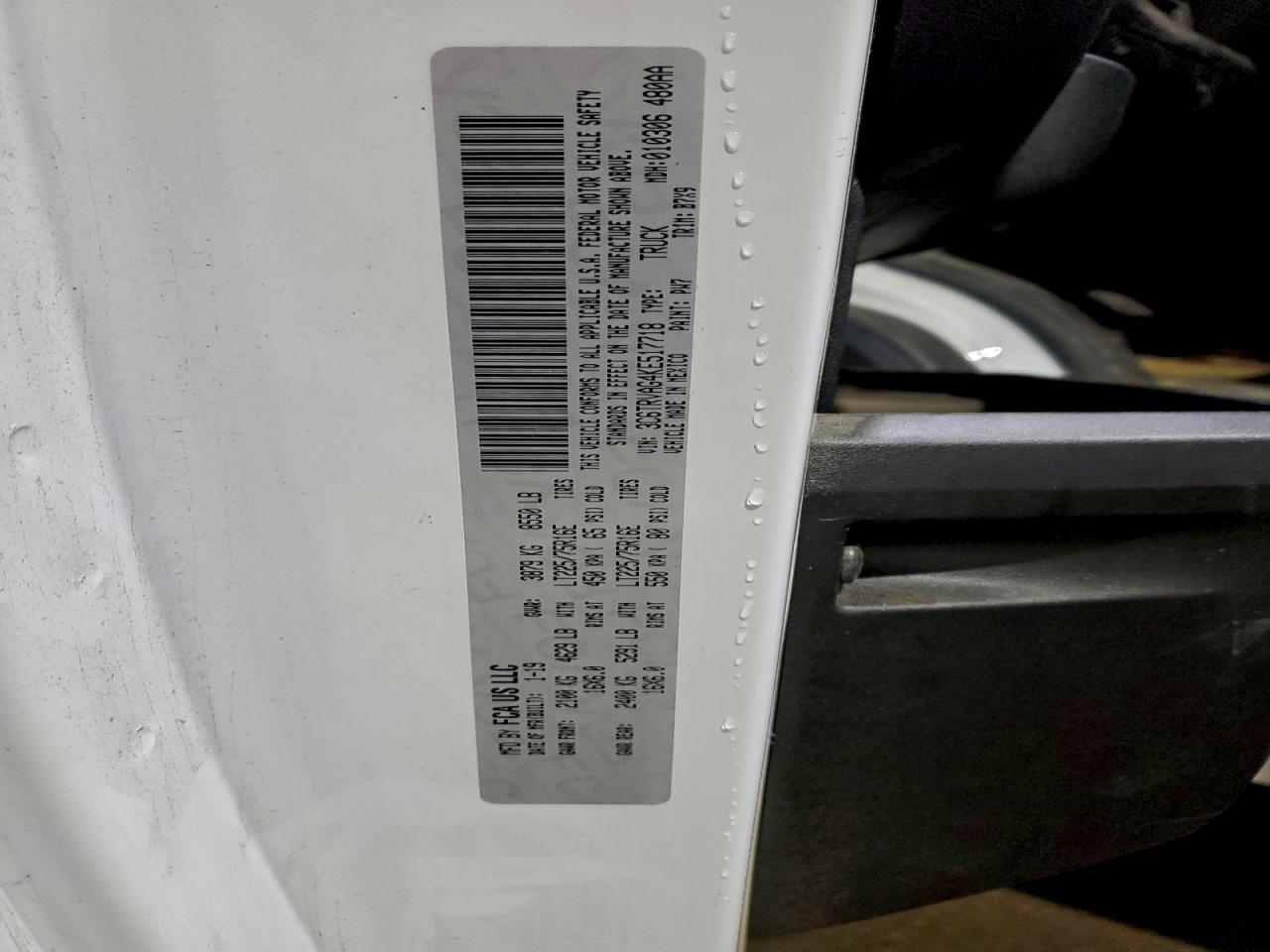 2019 Ram Promaster 1500 1500 Standard VIN: 3C6TRVAG4KE517718 Lot: 93743495