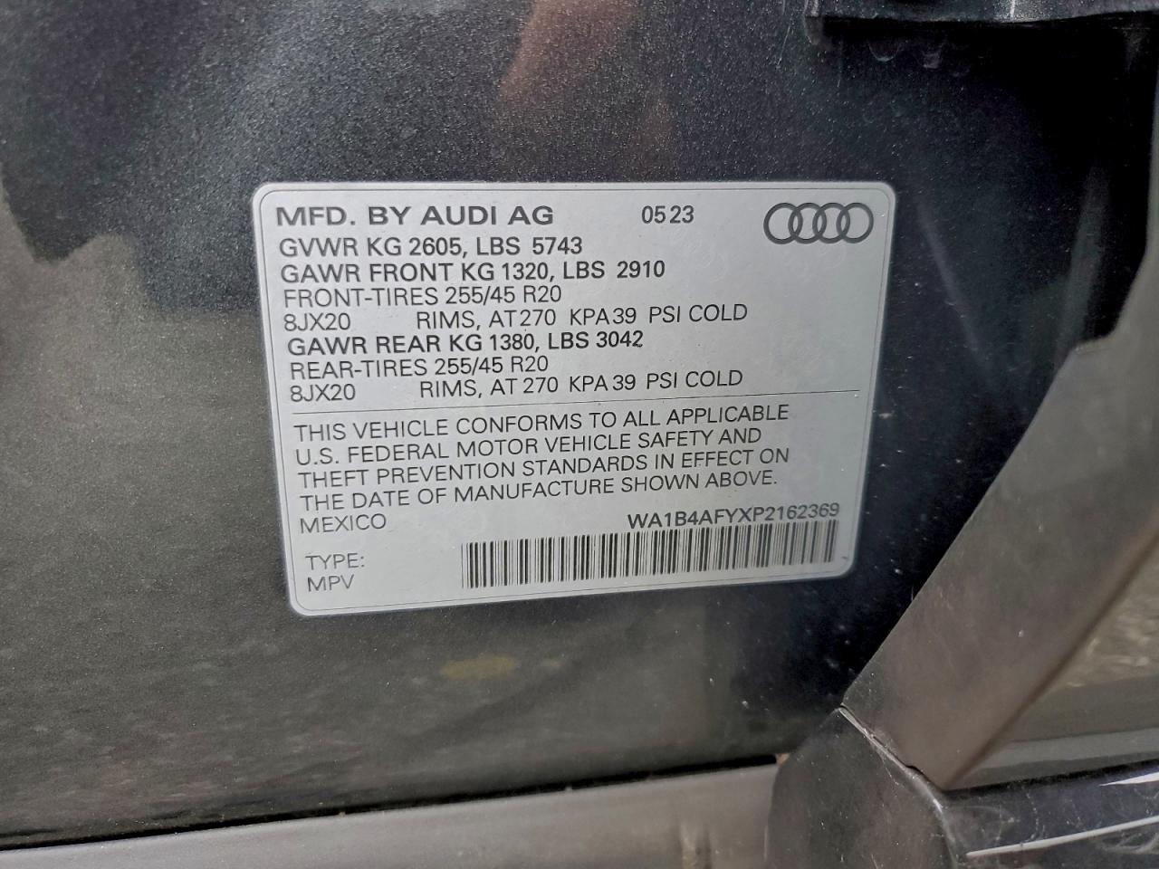 2023 Audi Sq5 Premium Plus VIN: WA1B4AFYXP2162369 Lot: 93861965