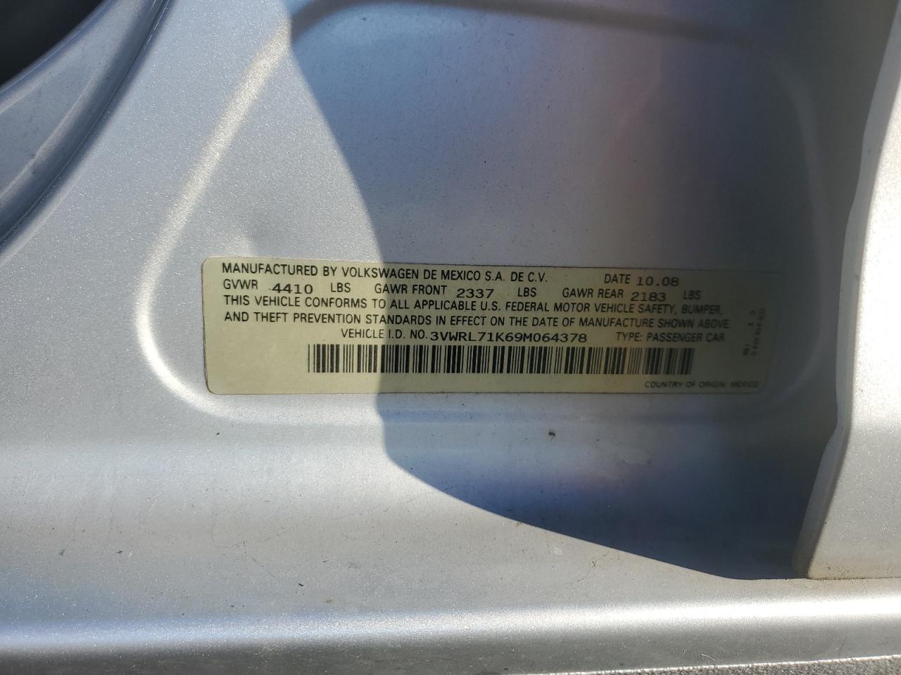 2009 Volkswagen Jetta Tdi VIN: 3VWRL71K69M064378 Lot: 92932715