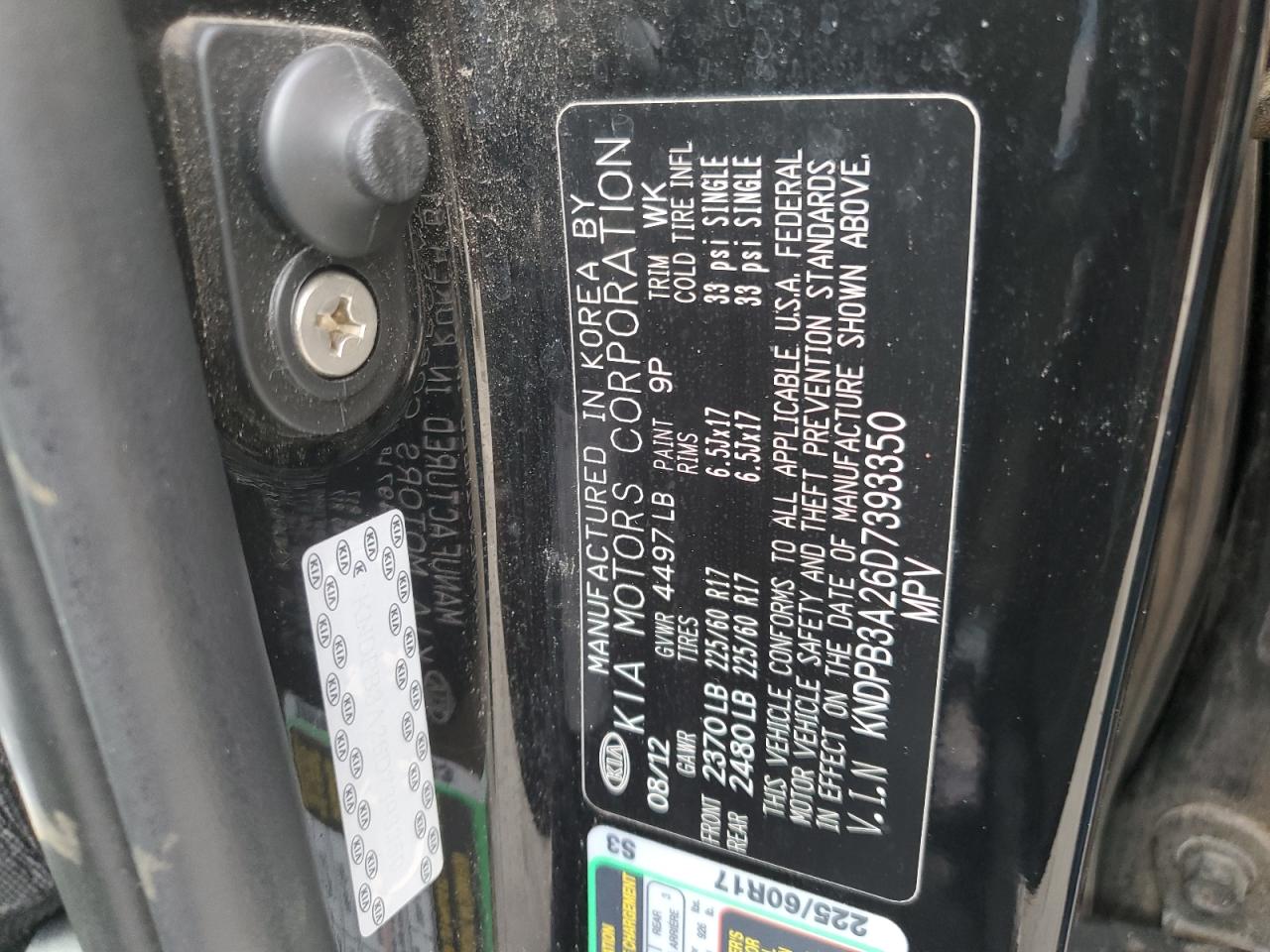 2013 Kia Sportage Base VIN: KNDPB3A26D7393350 Lot: 93540745