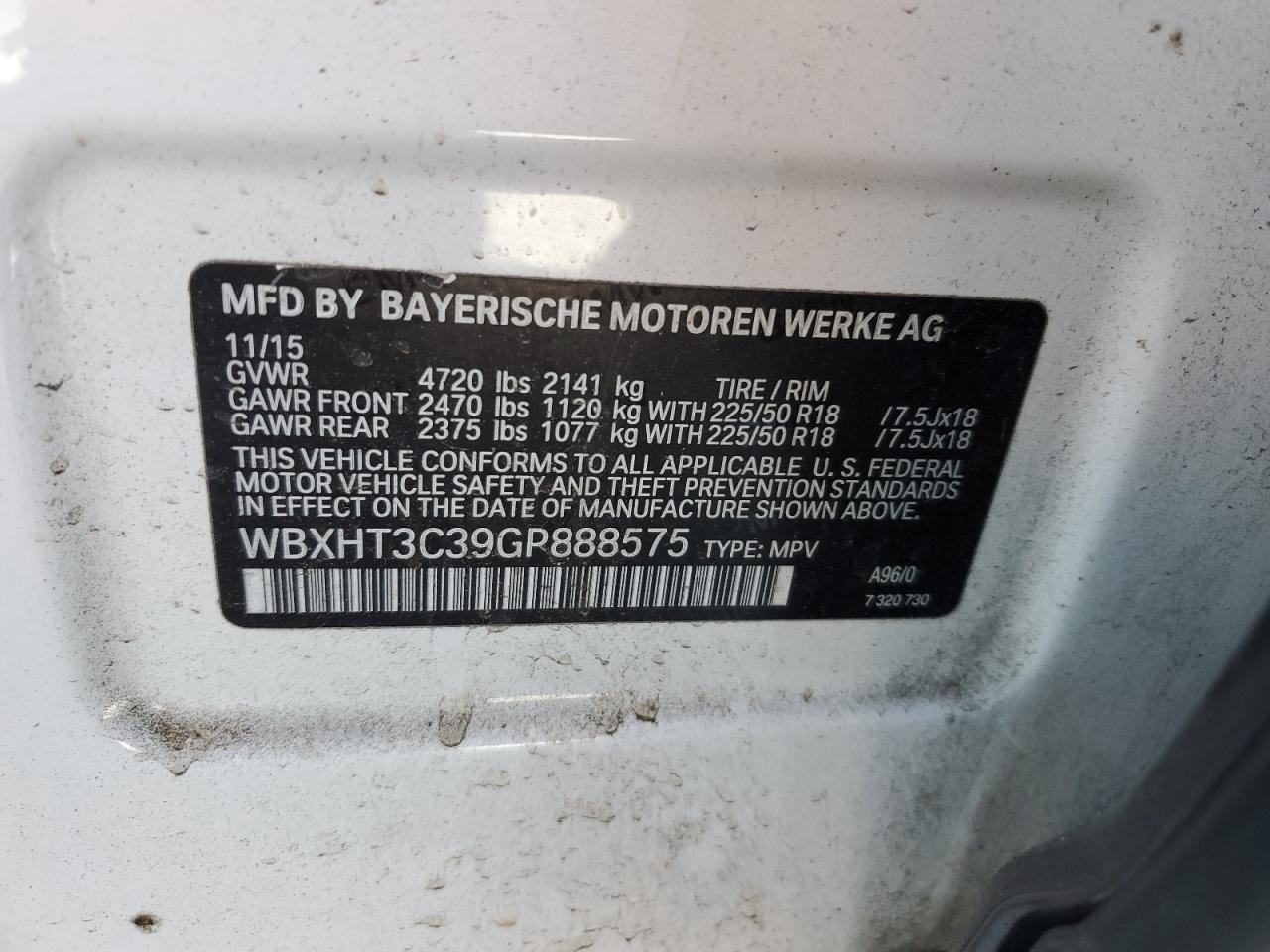 2016 BMW X1 xDrive28I VIN: WBXHT3C39GP888575 Lot: 92617735