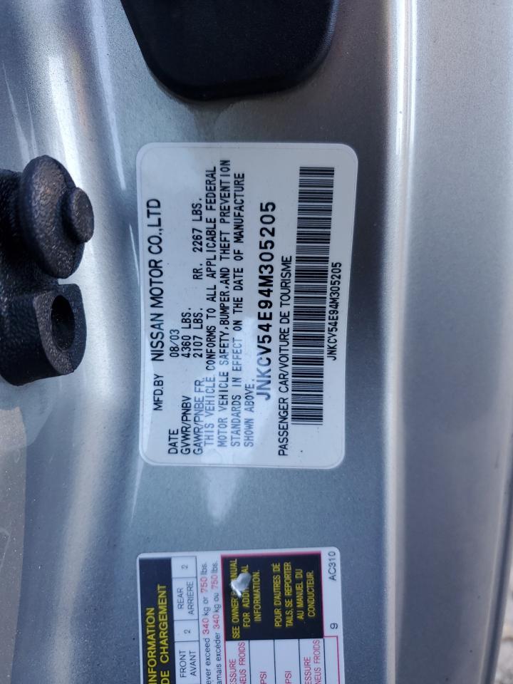 2004 Infiniti G35 VIN: JNKCV54E94M305205 Lot: 93093845