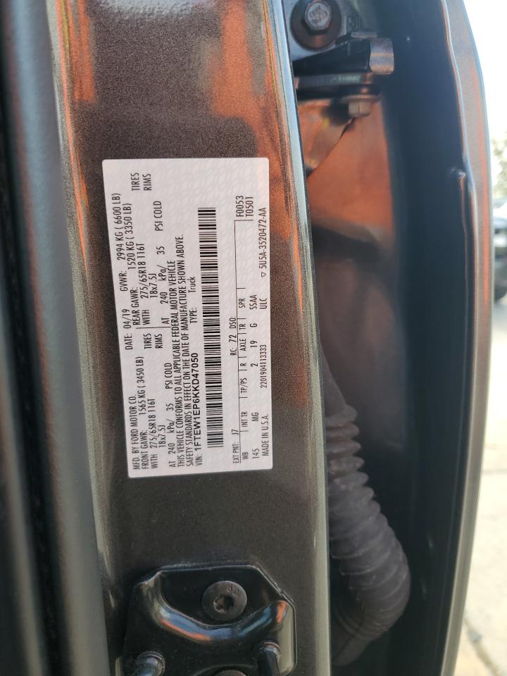 2019 Ford F150 Supercrew VIN: 1FTEW1EP6KKD47050 Lot: 91297375